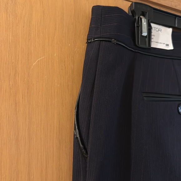 Express Women’s Editor Original Flare Pinstripe Pants New Navy Blue Size 6 - Picture 7 of 15
